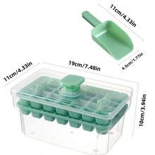 1set Ice Cube Trays Set, The Press Ice Grid- 64 Pcs Plastic Ice Cube Tray With Lid & Bin - Perfect For Freezer, Whiskey & Cocktails - Easy Release & Space Saving - 2 Trays & Scoop - PP - Multicolor - View 10
