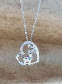 1 pieza Collar con dije en forma de corazón de alpaca linda, crystal falso, apto para uso diario y regalo de cumpleaños