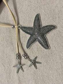 New Starfish Symbol Beach Necklace For Women, Minimalist Retro Boho Style Necklace