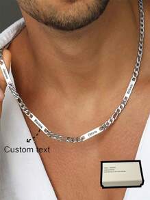 Individuell gravierte Halskette aus Edelstahl mit mehreren Namen für Herren, personalisierte Namensbar-Halskette mit Kette für Väter, Geschenk zum Vatertag, Weihnachten, Thanksgiving, Partys, Jahrestag, Abschluss, Silber, Stilvoll, Farbig, Vintage, Unisex, Hipster, Einfach, Personalisiert, Einzigartig, Ideale Geschenke für ihn, Ideale Geschenke für sie, Sie, Freund, Freundin, Vater, Mutter, Familie, Freunde, für Jahrestage, für Geburtstage, für Abschluss, für Prom, für Partys, Damenketten