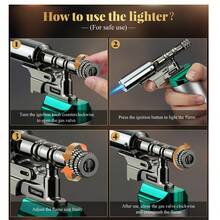 Professional Kitchen Butane Torch Lighter Powerful Windproof Blue Flame Jet Lighter Multi-Purpose Blow Torch Lighters For Outdoor Barbecue Cooking Soldering Refillable Metal Welding Gun (No Gas) - 銀色 - 查看 7