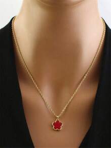 1 pieza Collar de mujer con colgante de trébol minimalista de diseño floral elegante, cadena de clavícula de moda versátil, adecuado para fiesta, regalo de cumpleaños