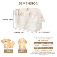 Túi vận chuyển chó nhỏ, thỏ, mèo có thiết kế ren, chất liệu cotton, mềm mại, có thể gấp gọn, thích hợp cho du lịch. - Màu be - Xem 2