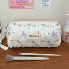 Cartoon Elephant Cosmetic Bag 2024 New - Bubble Texture Large Capacity Student Makeup Tote With Zipper Closure, Waterproof Travel Cosmetic Organizer For Bedroom & Dorm Room, Handheld Cosmetic Pouch