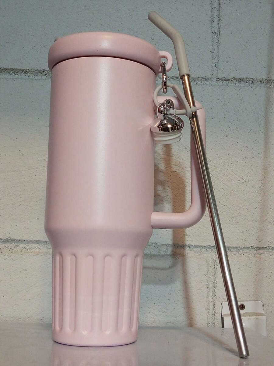 Thermal Cup Premium Thermal Bottle 1200 ML 1.2L Stainless Steel With Lid, Straw And Key Ring - Rosa bebe c/borracha cinza - 查看 1