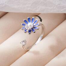 1pc Of Women's Anxiety Relief Butterfly Adjustable Ring, Wedding Jewelry, Stress Relief, Daily Wear, Irritability Ring, Daily Wear Jewelry - Silver - View 14