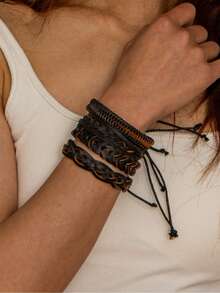 20 件/30 件/50 件复古简约皮革编织手链，各式袖口腕带，20 件/30 件/50 件随机混合套装，时尚派对珠宝的最佳礼物