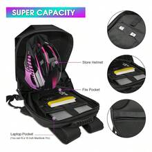 Mochila Para Moto Con Ojos De Led Motociclista Para Casco 36*18*48cm - Negro - Ver 3