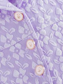 夏季女宝宝时尚外出可爱 3D 花朵背心连体衣和渔夫帽两件套 - 紫色 - 查看 6