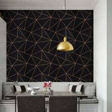 ﻿ ﻿1 Roll Of Black Gold Geometric Self-Adhesive Wallpaper With Dimensions Of 17.7 Inches X 39.3 Inches/118.1 Inches/196.8 Inches/393.7 Inches, Ready To Peel And Apply Vinyl Film Moisture-Proof And Thickened Wall Stickers For Living Room, Bedroom, Bathroom, Kitchen, Dormitory Walls, Home Decoration, Furniture Renovation, Easy To Match And Install Stickers Kitchen Accessories Kitchen Items Kitchen Decor Wall Paper Wall Decor