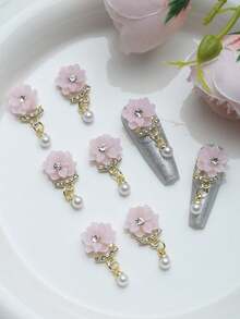 10Pcs Flowers Nail Charms Nail Drills Rhinestones & Alloy Nail Art Decorations Diy Nail Charms Nail Gems Nail Supplies Nails - Multicolor - View 8