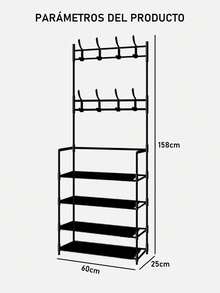 4/5 Tier Metal Frame Home Shoe Racks Furniture Box Organizer, Multi-Purpose Stackable Shoe Rack Shelf Shoe Boxes Portable 18 Pairs Drawers Clothes Furniture, Shoe Rack For Closet, Shoe Organizer With Hat, Coat Rack, Entryway Shelf For Large Storage Shoe Rack For Closet Shoe Organizer With Hat, Coat Rack, Entryway Shelf For Multifunctional Storage - Negro - 4 Capas - View 3