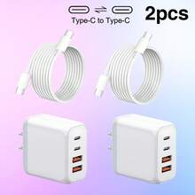 USB C 充电器块 4 端口壁式充电器 C 型充电器快速充电块立方体。多端口 PD 电源适配器壁式插头适用于 L 手机 16 15 14 Pro Max，适用于办公室、宿舍和家庭多端口 - 美規A型插(110-127V) - 查看 5