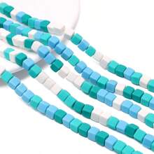 60pcs 6mm Soft Clay Square Beads Handmade Bracelet Necklace Jewelry DIY Accessory Material Kit, Colorful Beading Supplies