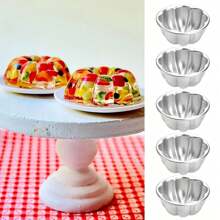 1-Piece, 6-Piece, 12-Piece Baking Egg Tart Molds, Mini Single-Cup Cake Baking Molds, Floral Aluminum Alloy Pudding Cups, Desserts, For Kitchen Cooking, Cake Molds Suitable For DIY Baking Tools And Supplies On Festivals, Birthdays, And Valentine's Day