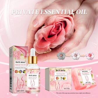30ml Olio essenziale per l'igiene intima, 100g Sapone detergente intimo, Olio idratante e rassodante, Nutriente e idratante, Migliora opacità e rilassamento, Rivela una pelle più luminosa e morbida, Fragranza floreale rinfrescante, Ripristina femminilità giovanile, Sapone detergente intimo delicato con fragranza persistente