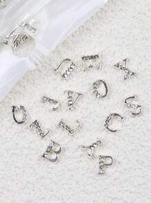 26 pezzi, Charms per unghie con 26 lettere inglesi 3D con strass, accessori per arte di unghie in lega con lettere inglesi, gioielli per decorazioni, accessori fai-da-te per charms, gemme e forniture per unghie