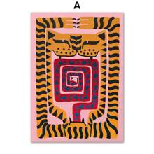 1pc Scandinavian Classic Vintage Wall Art Ancient Egypt Colorful Abstract Tiger And Leopard Poster Home Bedroom Living Room Decor Optional Frame ,Wall Art With Frame