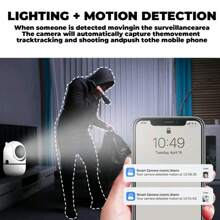 1 pièce/2 pièces Caméra de  WiFi 2,4 G avec vue à 360°, vision nocturne, surveillance à distance, audio bidirectionnel et contrôle via application mobile, convient pour la  de la maison et des entreprises, utilisation intérieure/extérieure