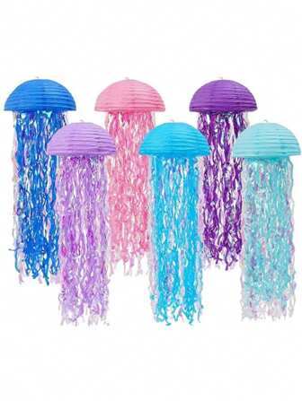 1/3pcs,Gradient Jellyfish Paper Lantern, Blue Mermaid Themed Party Background Decoration, Ocean Jellyfish Birthday Decoration Pendant, Suitable For Birthdays, Parties, Gift Giving Parties, Weddings, Room Decoration