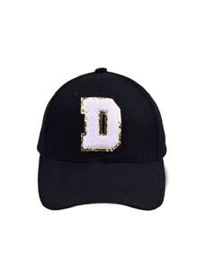 1 Pieza Gorra de béisbol unisex con letra del alfabeto A-Z simple, ajustable, para uso casual al aire libre, sombrero protector solar para niños
