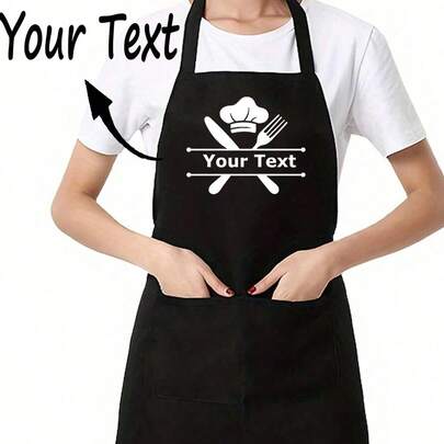 1pc Customized Creative Apron, Men Chef Pattern Printed Work Apron, Adjustable Size, Fashion Restaurant & Kitchen Apron,Simple Style Black Apron With Pockets, Thickened Waist Apron, Fashion Housework Kitchen Household Workwear, Kitchen Supplies,Home Harmony
