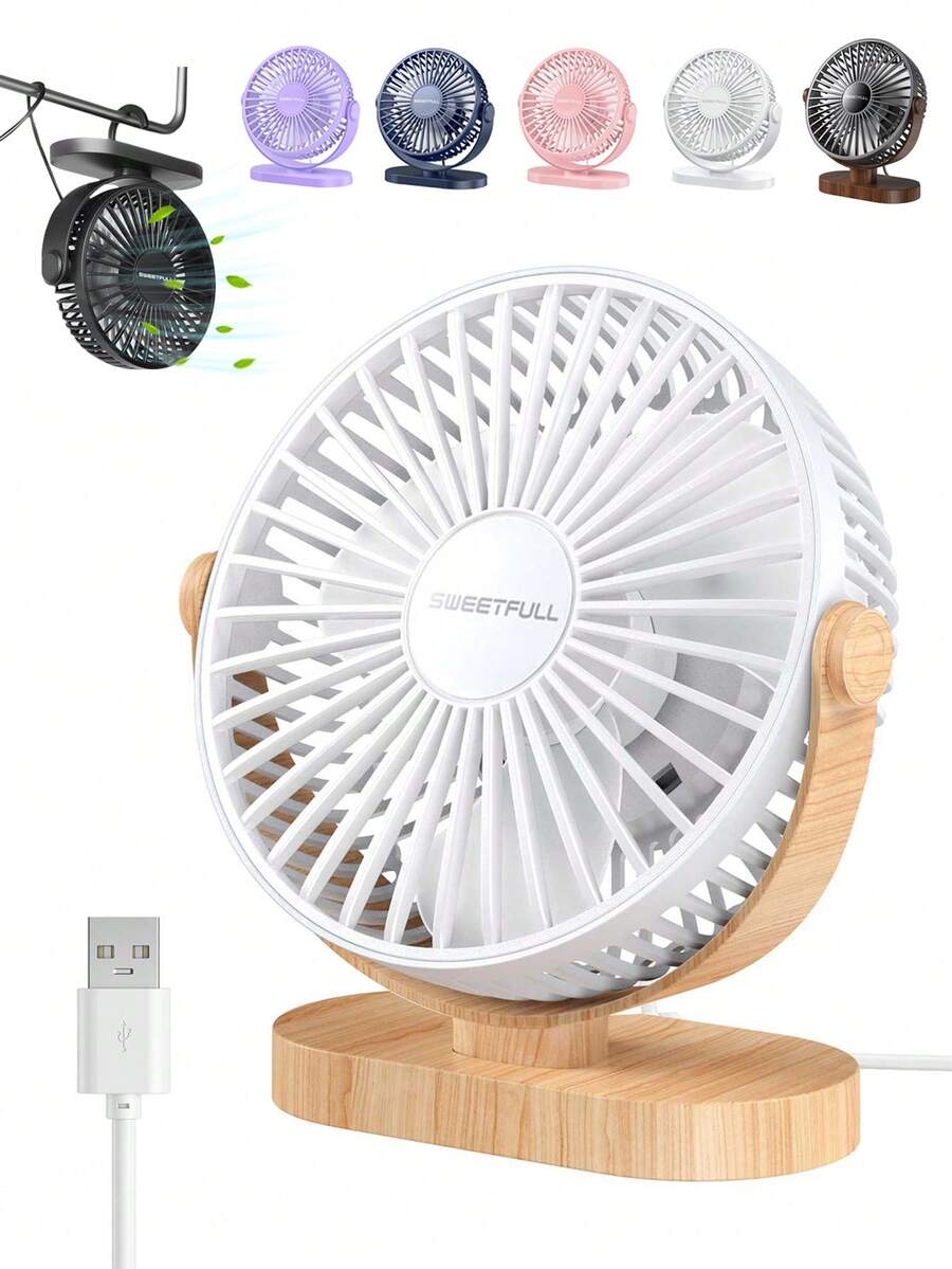 sweetfull Ventilatore mini portatile X Milania, ventilatore da tavolo con gancio, ventilatore multifunzionale a doppio uso, ventilatore personale silenzioso, ventilatore da scrivania piccolo, rotazione a 360°, adatto per camera da letto, cucina, ufficio, alimentato tramite USB, rinfrescante per l'estate, essenziale per spiaggia e viaggi, scelta primaverile ed estiva, regalo per damigelle, camera, decorazione camera da letto, spiaggia, viaggi, per uomo, per donna, vacanza, oggetti carini - Multicolore - Visualizzare 1