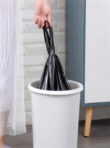 50pcs/Pack Thickened Plastic Garbage Bags, Carry-Style, Black, For Home, Living Room, Office, Kitchen, Great Value