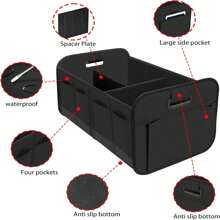 Car Trunk Organizer, Car Storage Organizer With 70L Large Capacity Waterproof Collapsible And 10 Pockets, 600D Oxford Polyester,Trunk Organizer For Any Car, Black