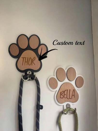 Custom Animal Paw Print Wall Hooks - Personalized Wooden Wall Hooks With Alloy Hooks For Home Decor (Kitchen, Bedroom, Door),Multi-Functional,Adjustable,Durable,Ornamental,Reusable,Exquisite,Adorable,High-Quality,Modern,Colorful,Cute,Comfortable,Stylish,Custom,Personalized,Unique,Ideal Gifts For Him,Ideal Gifts For Her,Boyfriend,Girlfriend,Dad,Mom,Family,Friends,Son,Daughter,Office,Tea Room,School,Home,Home Refresh,Customized Storage Rack