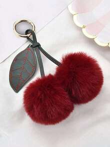 1 Stück Süß Kirsch-Schlüsselanhänger, flauschig, süße Kirsche als Rucksackanhänger, elegante Mode Dekorationsanhänger mit Metallaufhängung, klein und leicht, einfach zu tragen und an Autoschlüsseln, Handtaschen, Rucksäcken, Geldbörsen und anderen Artikeln aufzuhängen, perfekt für jeden Anlass
