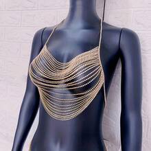New Arrival Sexy Exaggerate Full Rhinestone Body Chain Sparkling Crystal Chest Chain, Suitable For Women Party Wear - Silver - View 6