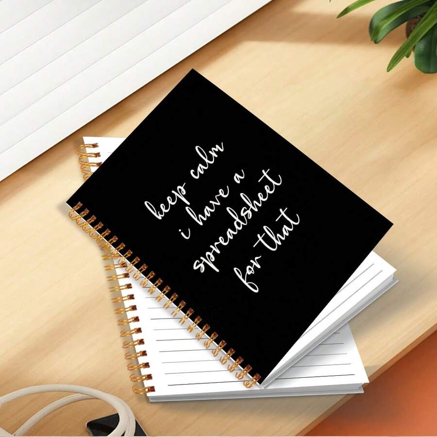 1 Pc A5 50 Sheets Weekly Planner For Adults - English Daily Planner With Habit Tracker, To-Do List Have A Spreadsheet Premium Gold Spiral-Bounded Hardcover. Đồ dùng học tập đại học, Quà tặng bạn bè "Keep Calm I Have A Spreadsheet" & "Notes From Meeting That Could Have Been Emails" - A5 - Xem 1