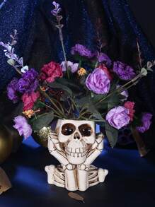 1pc Resin Skull Shaped Creative Flower Pot, Suitable For Garden And Home Plants, Home Decor Indoor Planting Supplies, Green Plant Pot, Gardening, Angel Decor, Plant Pot, Garden, Flower Pot, Garden Decor, Vase Decor