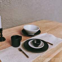 7pcs Mini Striped Tableware, Striped Bowl, Plate And Cup Set, Kitchen Decoration Simulation Play House Toys, Realistic Doll House Accessories