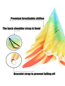 2件套服装派对鹦鹉翅膀披风+仿真鸟头饰派对表演装饰道具，搞怪女装角色扮演成人仙女翅膀+头饰2件套装饰套装，适合重大节日装饰道具小礼物。（红、蓝两色） - 彩色 - 查看 4