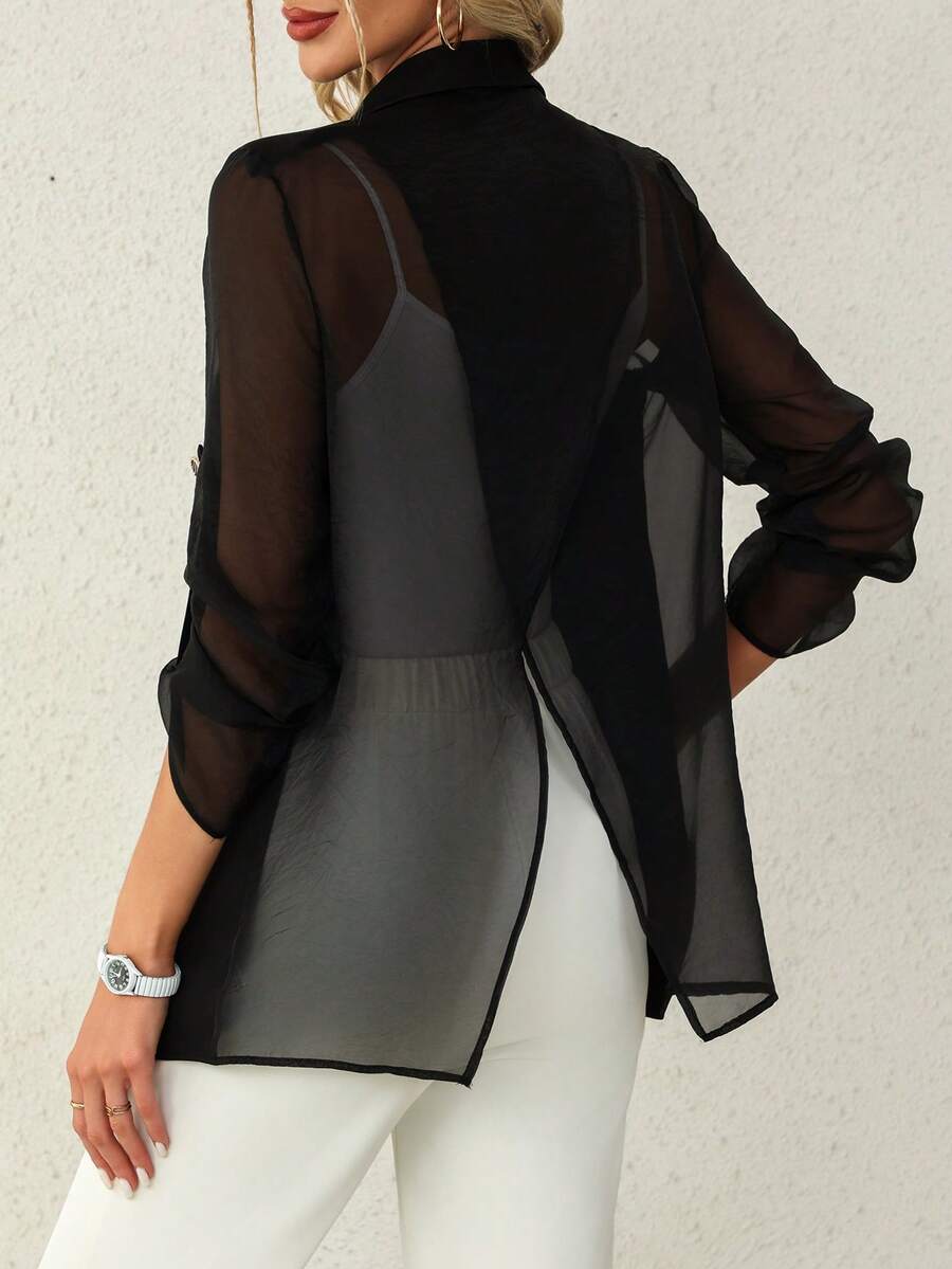 New Arrival Spring/Summer Women's Fashionable Solid Color Sheer Back Blazer Jacket