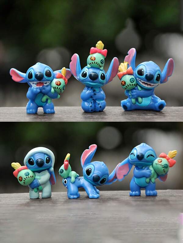 Disney 1/2/3/4/5/6pcs Random Style Stitched Statue Set - Authentic PVC Collection, Colorful Birthday And Holiday Gifts, Perfect For Car, Home, Office Decor And Cake Decor, Gift Decoration | Vibrant Collection | Detailed Statue
