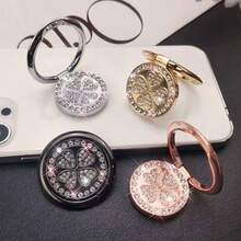 360° Rotating Shiny Flower Ring Phone Holder - Universal Shiny Metal Phone Ring Stand Grip, Cute Portable Phone Accessory For All Smartphones - Multicolor - View 9