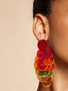 1 Pair Luxurious Small-Brand Design Grape Cluster Tassel Earrings, Exaggerated Big Asymmetrical Round Textured Tassel Earrings Suitable For Women's Daily And Holiday Wear (Slight Variation In Surface Texture Of Round Piece)