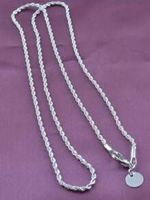 Twisted Rope Necklace & Bracelet Set – Shiny Hip-Hop Style, Elegant And Versatile Jewelry For Everyday Wear - 銀色 - 查看 9