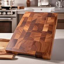 1 pieza Tabla de cortar reversible de madera de acacia, imprescindible en la cocina, tabla de cortar de madera natural saludable con asas, tabla de cortar de madera duradera para carne, verduras y frutas, regalo de cocina
