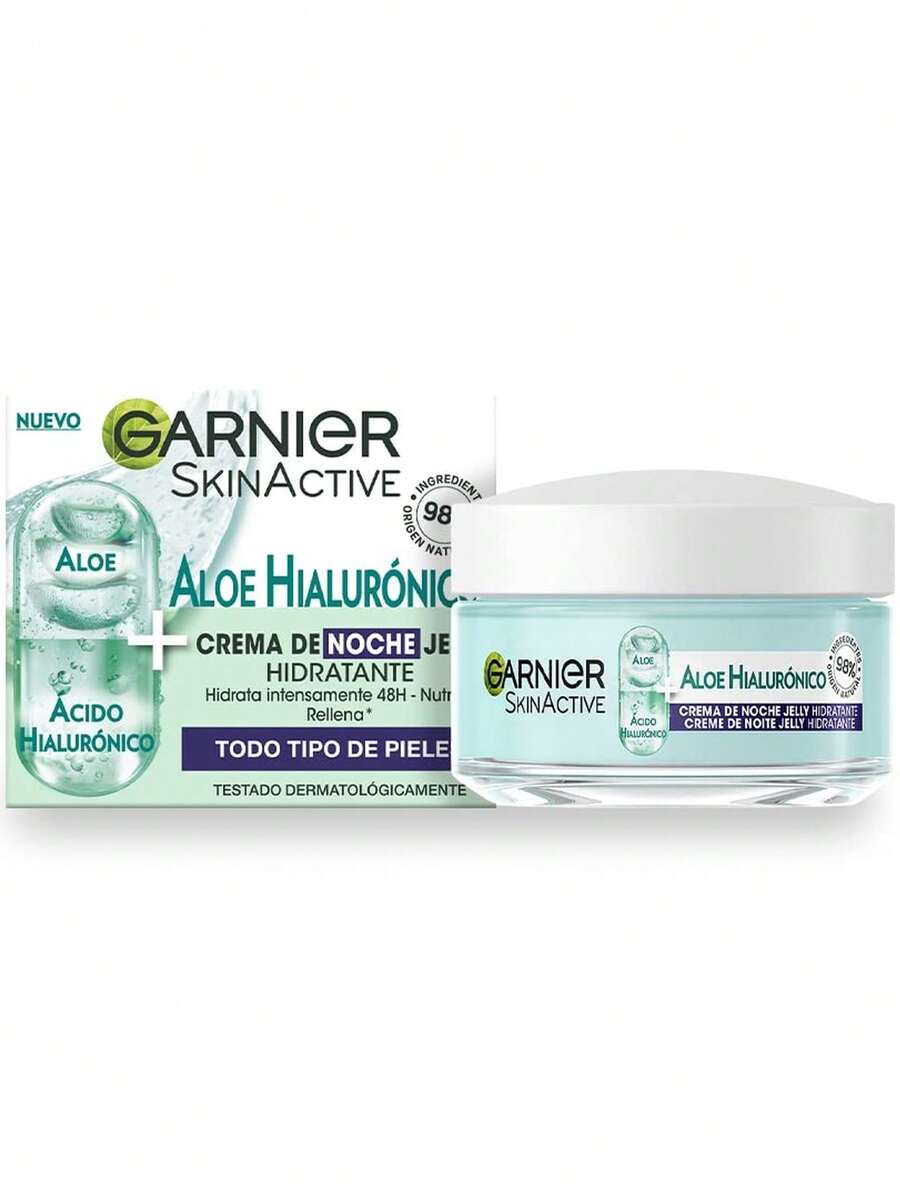 Garnier - SkinActive Nachtcreme - 50 ml | Nächtliche Feuchtigkeitspflege mit Hyaluronsäure und Aloe Vera, aufpolsternd und straffend
