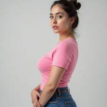 Kit 3 Women's Blouses T-Shirts Babylook Cotton Basic Plain T-Shirt - 查看 3