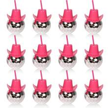 Disco Ball Cup, Pink Cowboy Hat Cup With Straw, Glitter Ball Cup, Disco Ball Plastic Cup With Straw, Cowboy Western Party Supplies Cup, Reusable Party Cup
