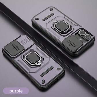 Carcasă de telefon la modă, cu fereastră glisantă, cu inel multifuncțional, rezistentă la căderi, compatibilă cu modelele de telefoane , OPPO, Apple, OnePlus, Realme, Redmi, rezistentă la șocuri, anti-cădere, rezistentă la zgârieturi