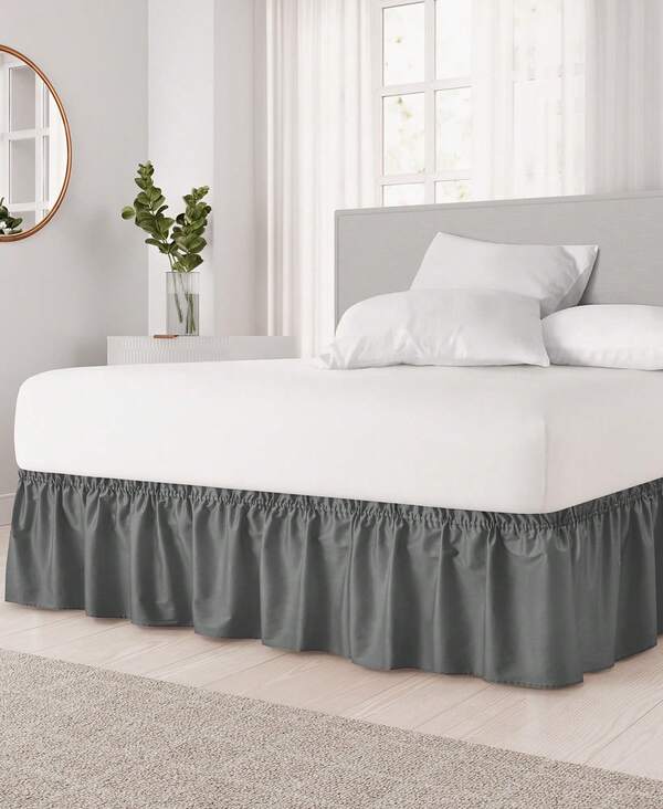 CGK Linens Ruffled Elastic Wrap Around Bedskirt 12 Inch Drop