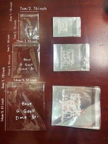 100pcs Cute Doodle Black & White Small Gift Packaging OPP Self-Seal Bags, Patterns Include "Keep Smile", "Happy", "Have A Good Time" With Little Heart Designs, Suitable For Party, Wedding, Holiday Gift Wrapping - Multicolor - View 2