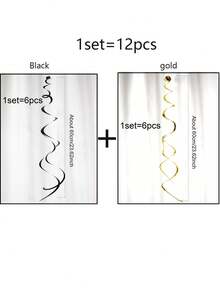 6pcs Solid Hanging Swirl Decoration,Christmas - Black - View 5