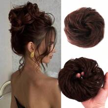 Synthetic Messy Bun Hair Pieces, Curly Wavy Bun Hair Band, Suitable For Women's High Bun Ponytail Hair Pieces